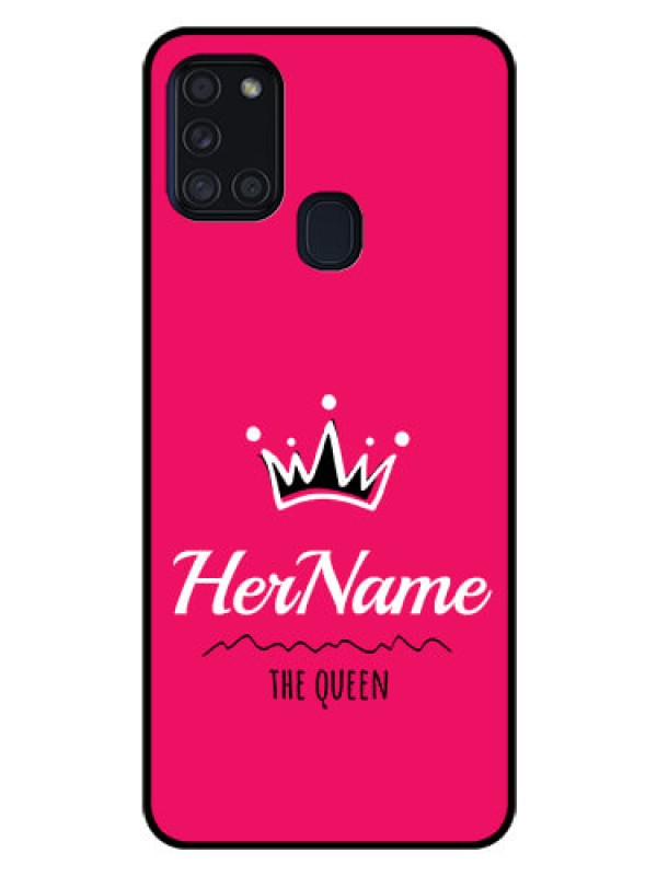 Custom Galaxy A21s Glass Phone Case Queen with Name