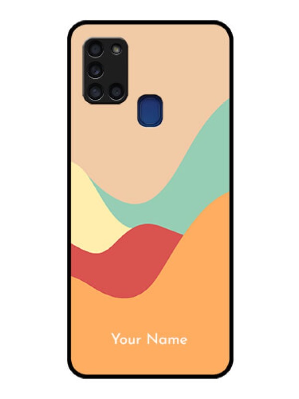 Custom Galaxy A21s Personalized Glass Phone Case - Ocean Waves Multi-colour Design