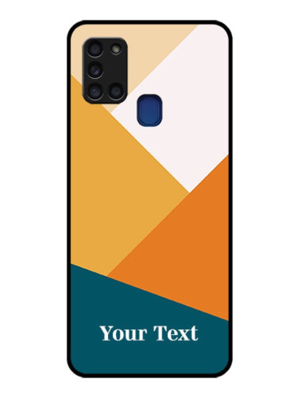 Custom Galaxy A21s Personalized Glass Phone Case - Stacked Multi-colour Design