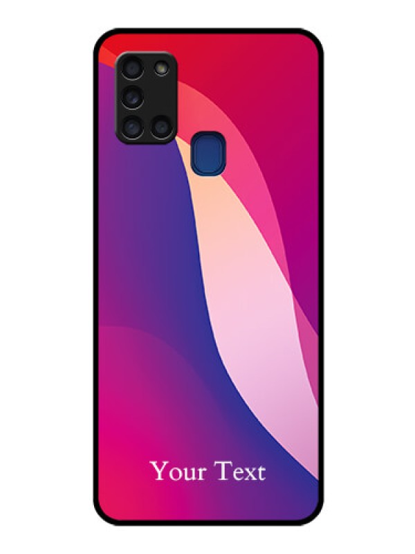 Custom Galaxy A21s Personalized Glass Phone Case - Digital abstract Overlap Design