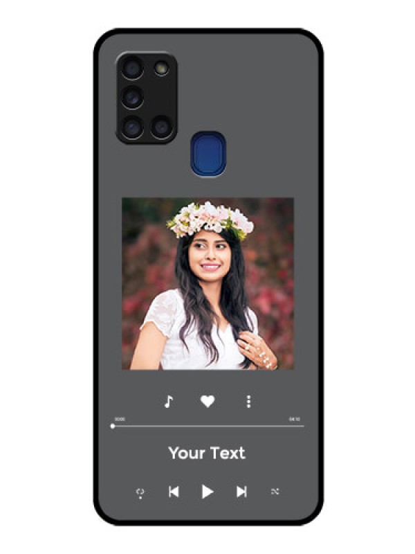 Custom Galaxy A21s Custom Glass Mobile Case - Play The Music Design