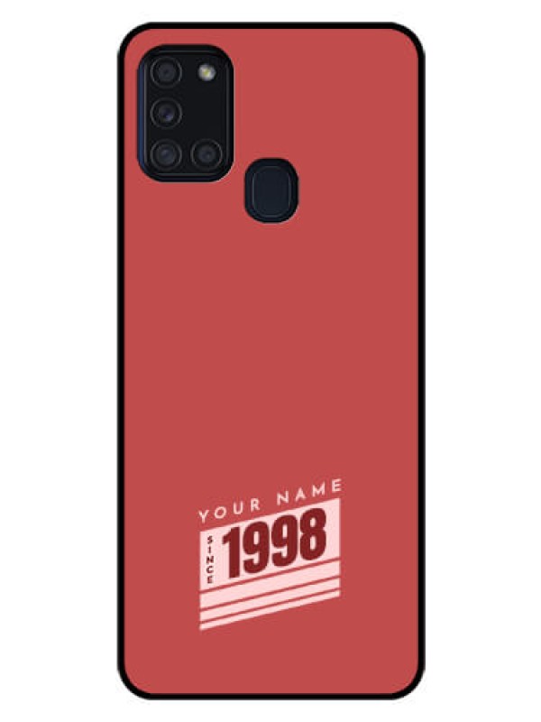 Custom Galaxy A21s Custom Glass Phone Case - Red custom year of birth Design