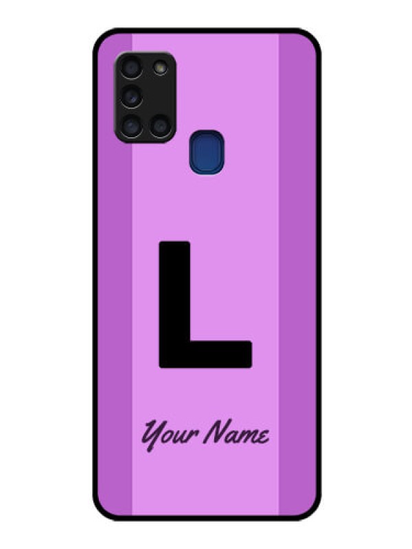 Custom Galaxy A21s Custom Glass Phone Case - Tricolor custom text Design