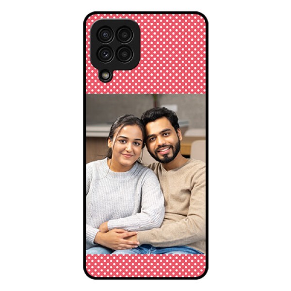 Galaxy A22 4G Custom Glass Phone Case - White Dotted Design Galaxy A22 4G Custom Glass Phone Case - White Dotted Design