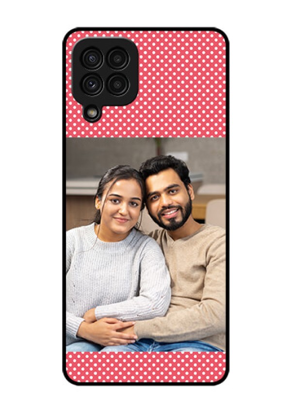 Galaxy A22 4G Custom Glass Phone Case  - White Dotted Design