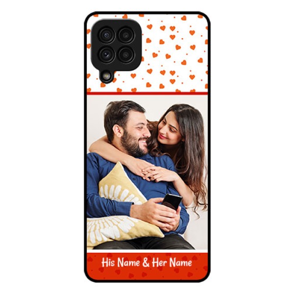 Galaxy A22 4G Custom Glass Phone Case  - Orange Love Symbol Design