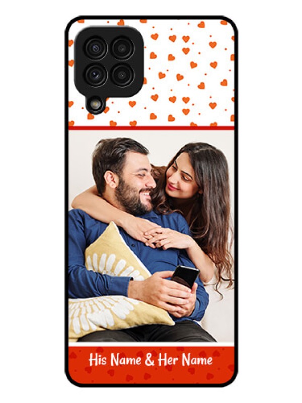 Custom Galaxy A22 4G Custom Glass Phone Case  - Orange Love Symbol Design