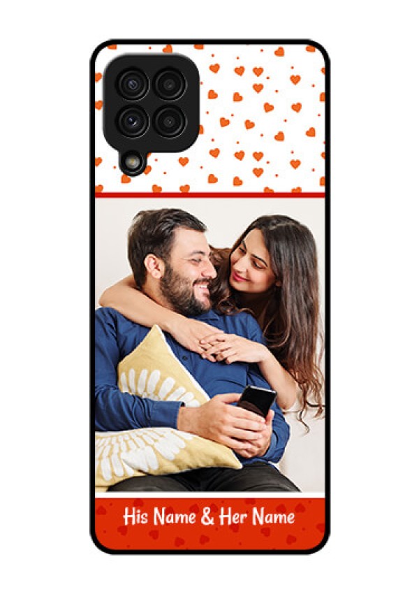 Galaxy A22 4G Custom Glass Phone Case  - Orange Love Symbol Design