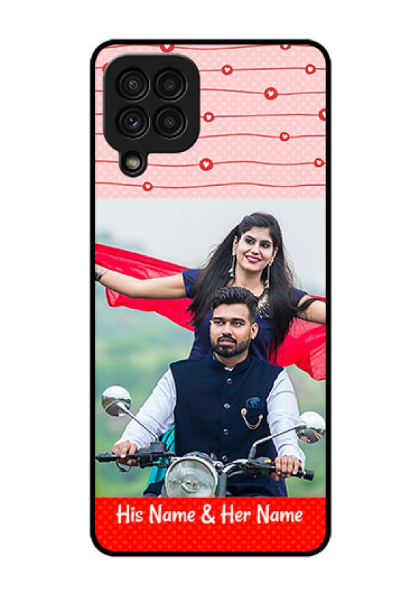Galaxy A22 4G Personalized Glass Phone Case  - Red Pattern Case Design