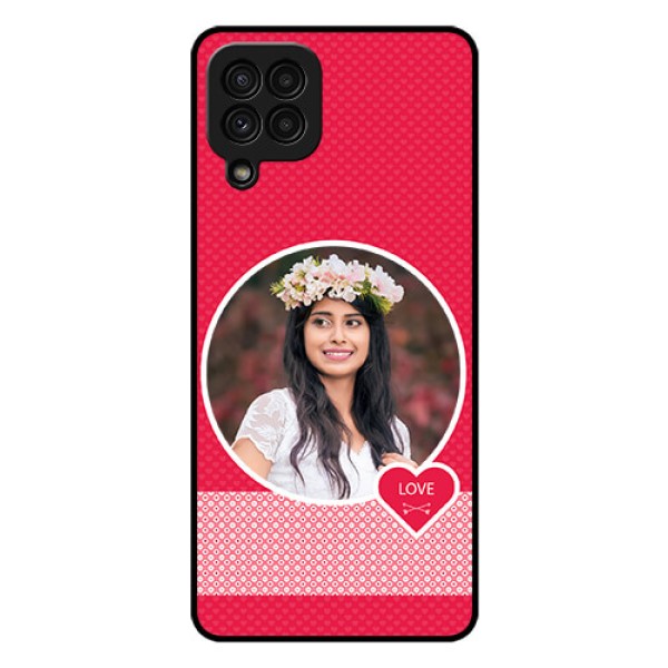 Galaxy A22 4G Personalised Glass Phone Case - Pink Pattern Design Galaxy A22 4G Personalised Glass Phone Case - Pink Pattern Design
