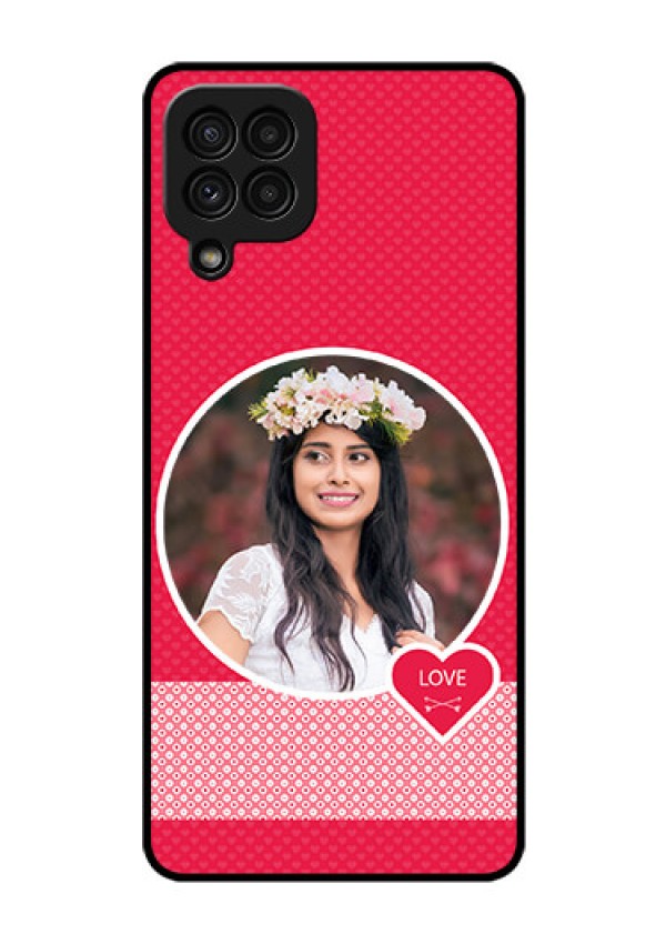 Galaxy A22 4G Personalised Glass Phone Case  - Pink Pattern Design