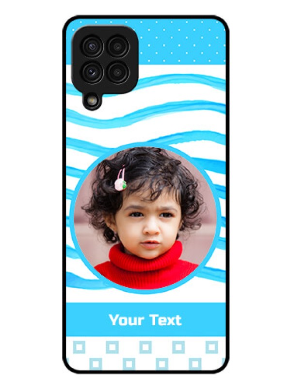 Custom Galaxy A22 4G Custom Glass Phone Case  - Simple Blue Case Design