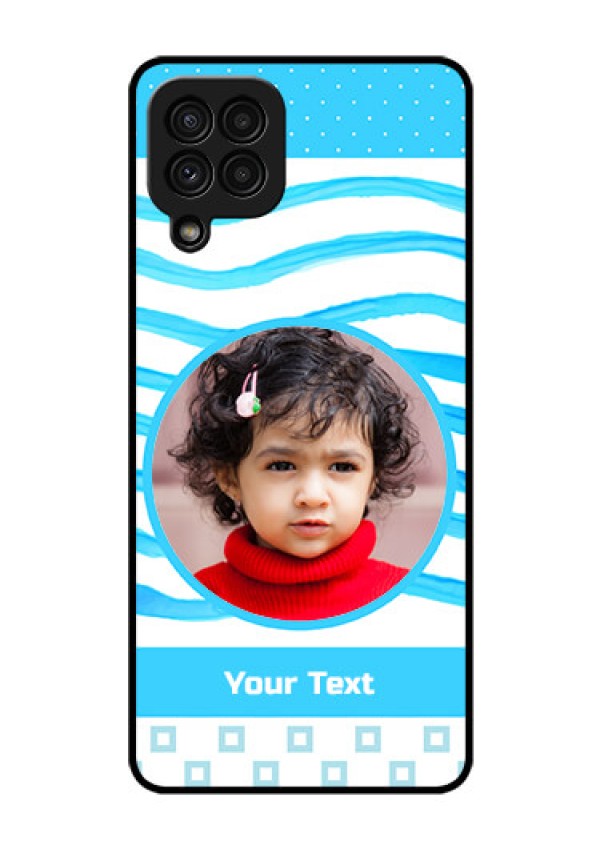 Galaxy A22 4G Custom Glass Phone Case  - Simple Blue Case Design