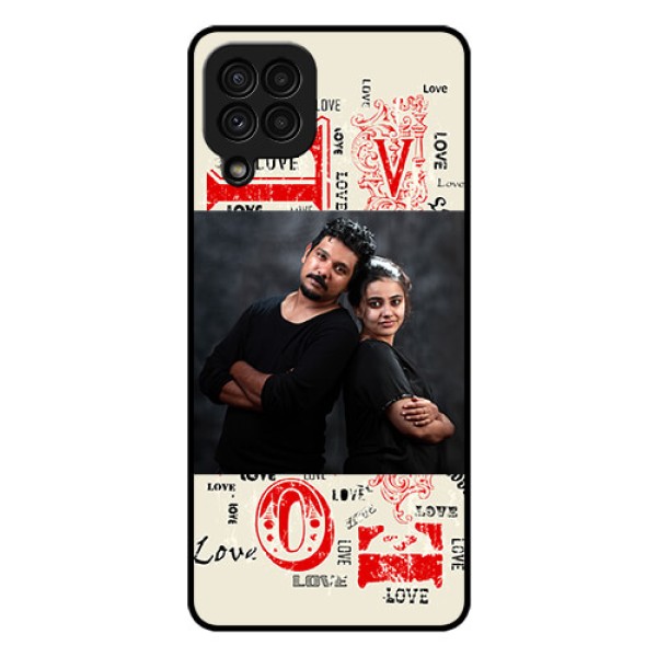 Galaxy A22 4G Photo Printing on Glass Case  - Trendy Love Design Case