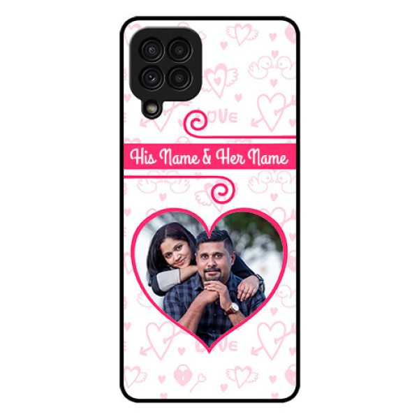 Galaxy A22 4G Personalized Glass Phone Case  - Heart Shape Love Design