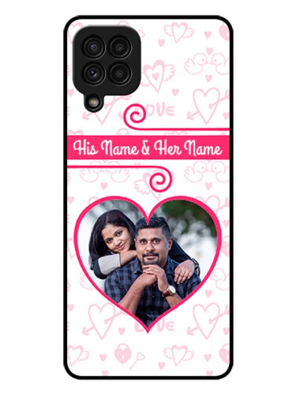 Custom Galaxy A22 4G Personalized Glass Phone Case  - Heart Shape Love Design