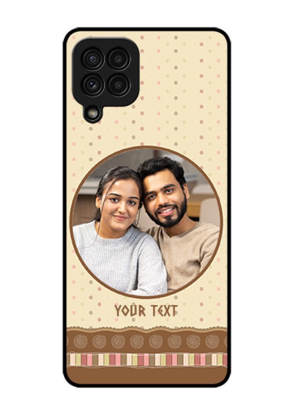 Galaxy A22 4G Custom Glass Mobile Case  - Brown Dotted Mobile Case Design