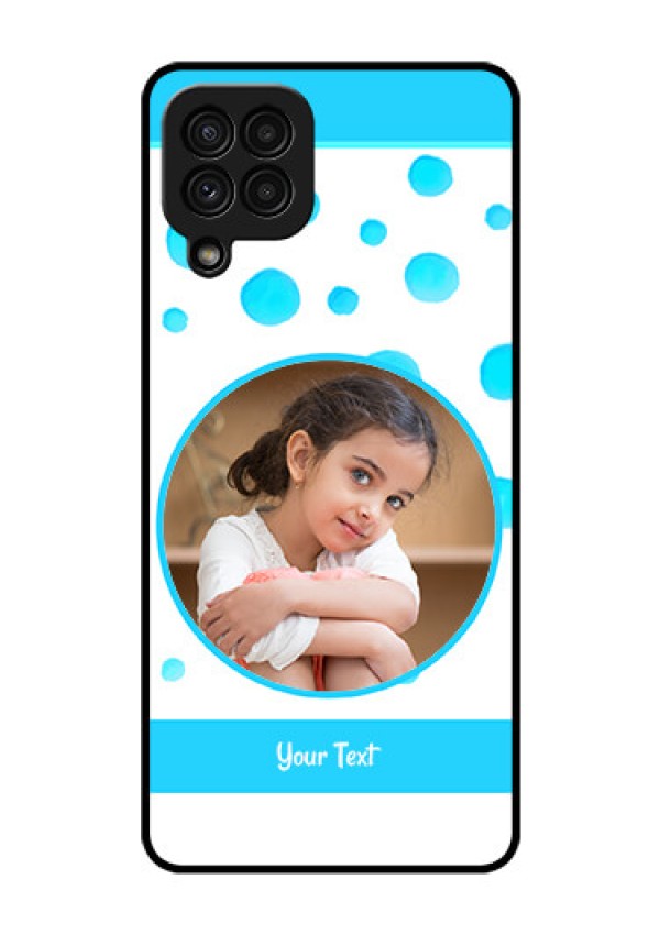 Galaxy A22 4G Photo Printing on Glass Case  - Blue Bubbles Pattern Design