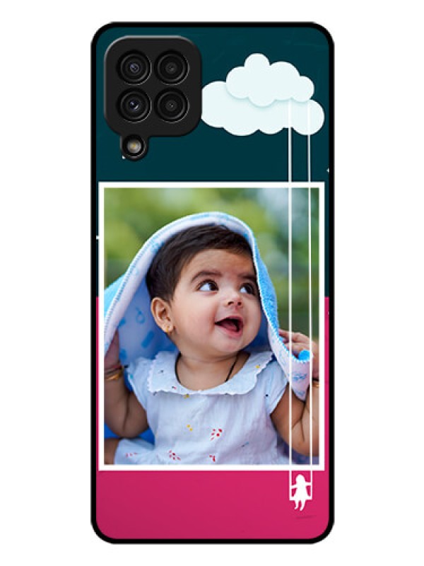 Custom Galaxy A22 4G Custom Glass Phone Case  - Cute Girl with Cloud Design