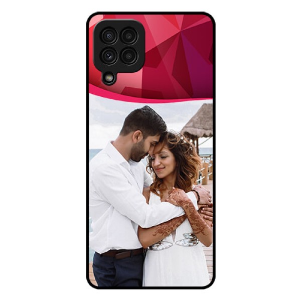 Galaxy A22 4G Custom Glass Mobile Case - Red Abstract Design Galaxy A22 4G Custom Glass Mobile Case - Red Abstract Design