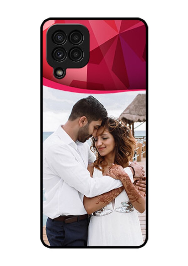 Galaxy A22 4G Custom Glass Mobile Case  - Red Abstract Design