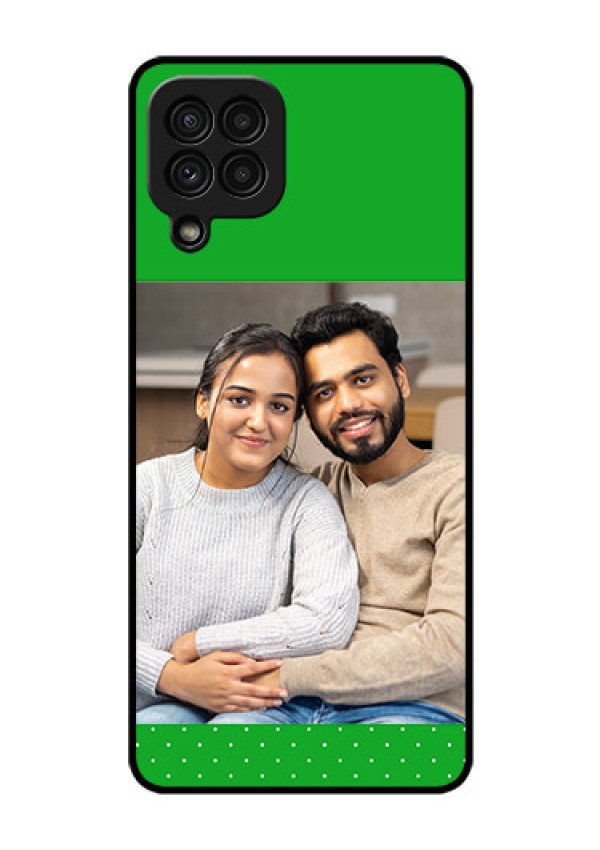 Galaxy A22 4G Personalized Glass Phone Case  - Green Pattern Design