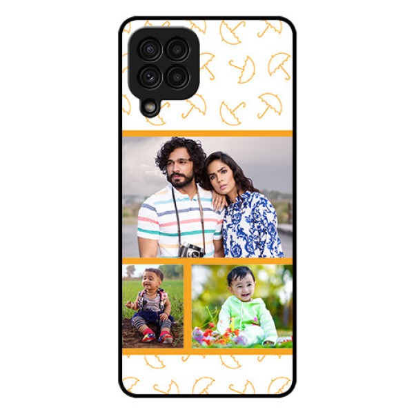 Galaxy A22 4G Custom Glass Mobile Case  - Yellow Pattern Design