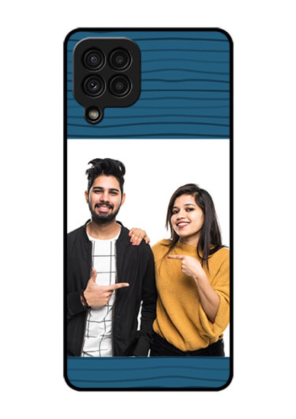 Galaxy A22 4G Custom Glass Phone Case  - Blue Pattern Cover Design