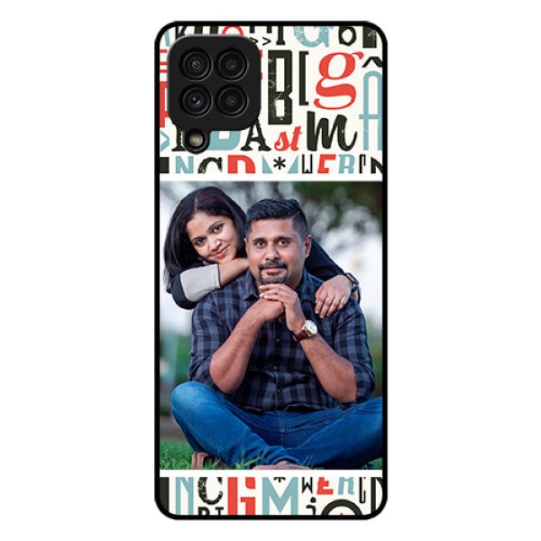 Galaxy A22 4G Personalized Glass Phone Case  - Alphabet Design