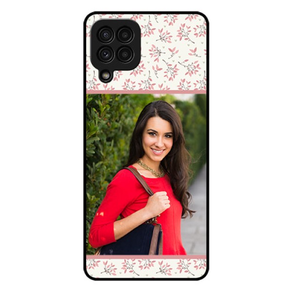 Galaxy A22 4G Custom Glass Phone Case  - Premium Floral Design