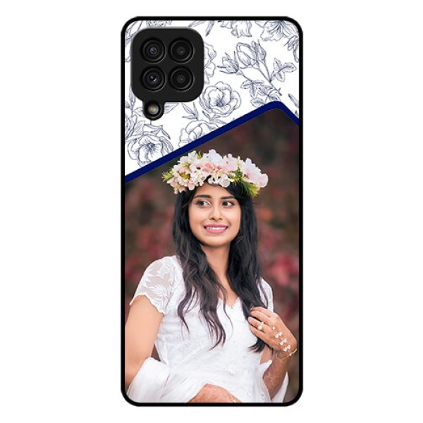 Galaxy A22 4G Personalized Glass Phone Case  - Premium Floral Design
