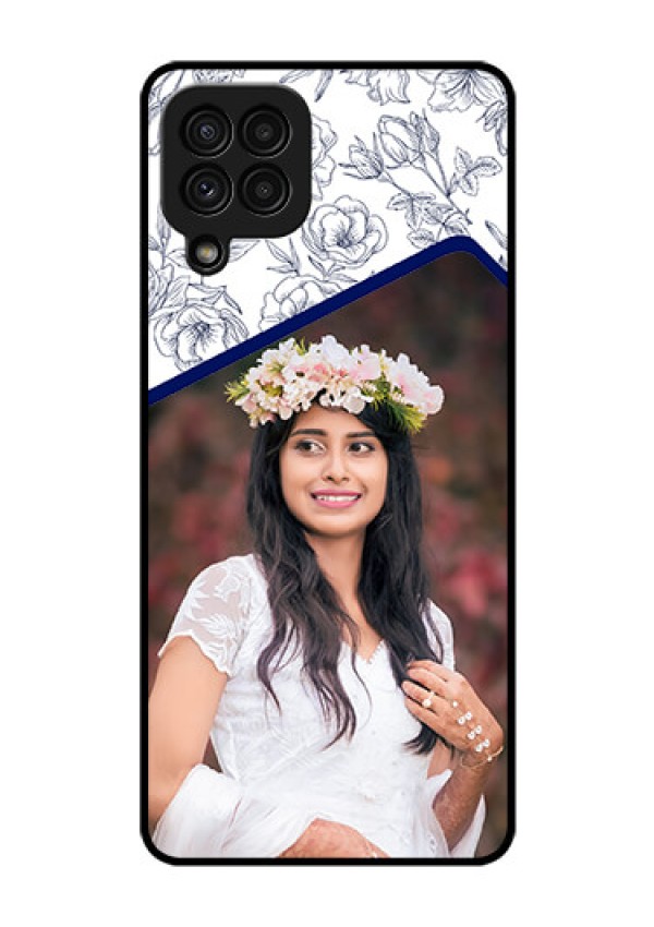 Galaxy A22 4G Personalized Glass Phone Case  - Premium Floral Design