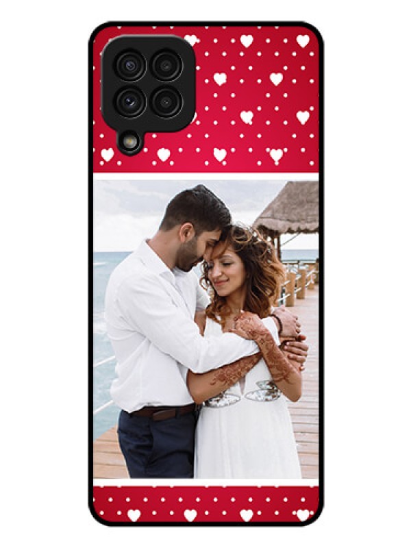 Custom Galaxy A22 4G Photo Printing on Glass Case  - Hearts Mobile Case Design