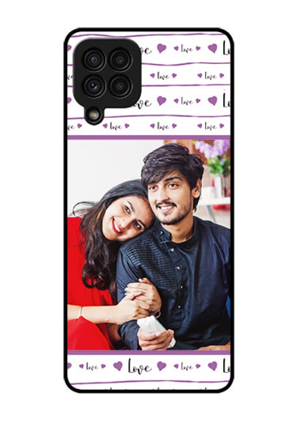 Galaxy A22 4G Custom Glass Mobile Case  - Couples Heart Design