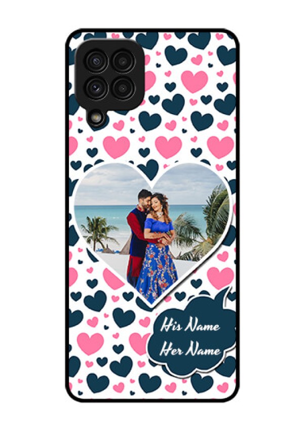 Galaxy A22 4G Custom Glass Phone Case  - Pink & Blue Heart Design