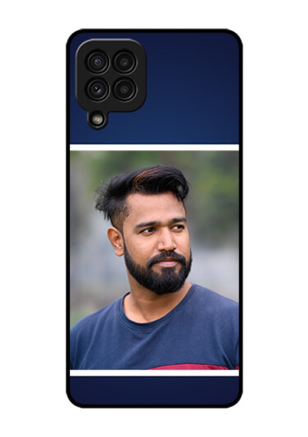 Galaxy A22 4G Personalized Glass Phone Case  - Simple Royal Blue Design