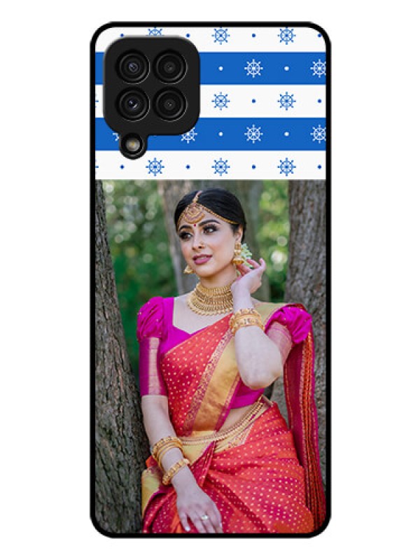 Custom Galaxy A22 4G Photo Printing on Glass Case  - Snow Pattern Design