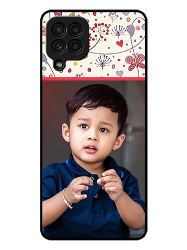 Custom Galaxy A22 4G Custom Glass Mobile Case  - Premium Floral Design