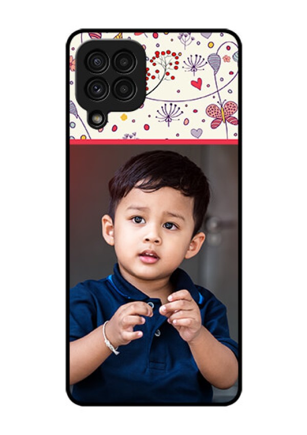 Galaxy A22 4G Custom Glass Mobile Case  - Premium Floral Design