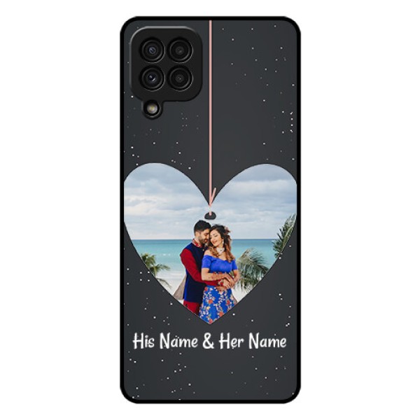 Galaxy A22 4G Custom Glass Phone Case - Hanging Heart Design Galaxy A22 4G Custom Glass Phone Case - Hanging Heart Design
