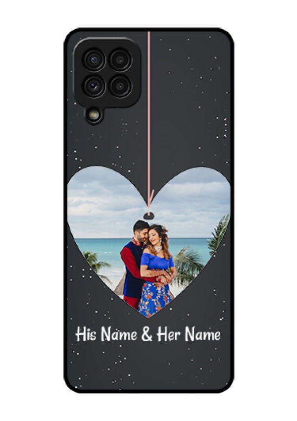 Galaxy A22 4G Custom Glass Phone Case  - Hanging Heart Design
