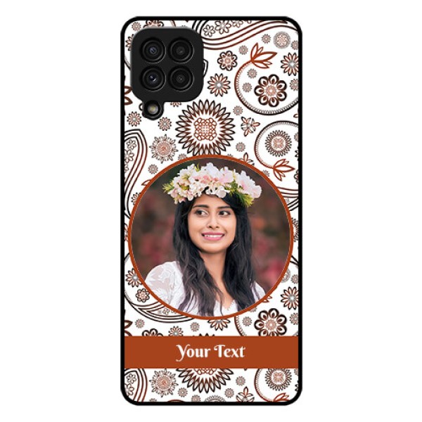 Galaxy A22 4G Custom Glass Mobile Case  - Abstract Floral Design 
