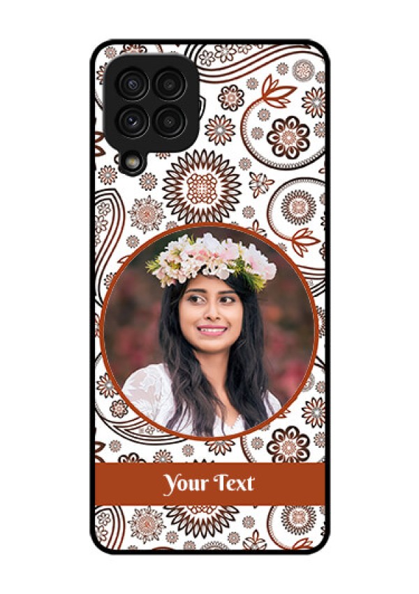 Galaxy A22 4G Custom Glass Mobile Case  - Abstract Floral Design 