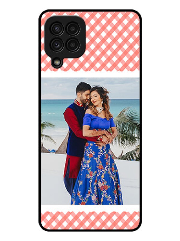 Custom Galaxy A22 4G Personalized Glass Phone Case  - Pink Pattern Design