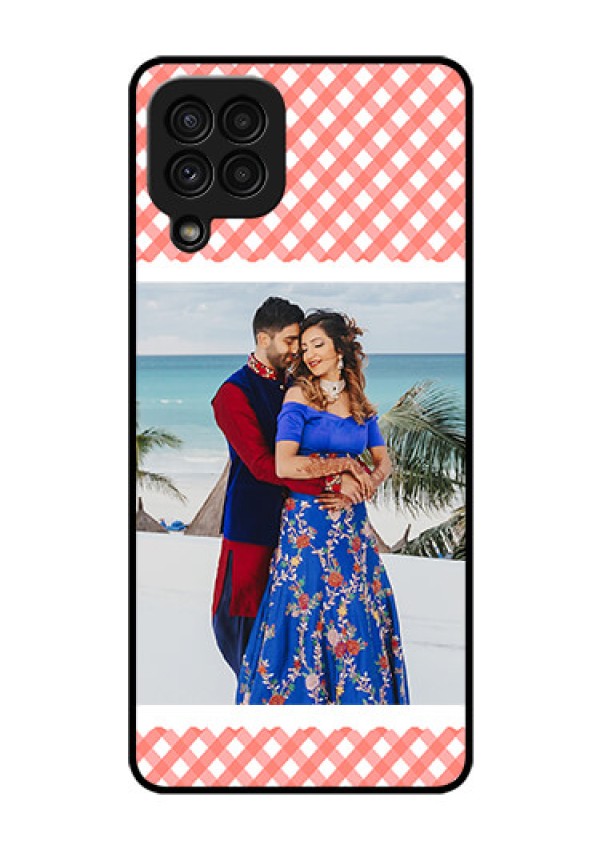 Galaxy A22 4G Personalized Glass Phone Case  - Pink Pattern Design