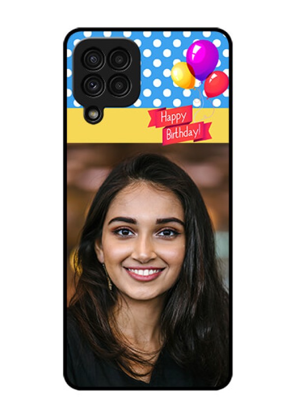 Galaxy A22 4G Custom Glass Mobile Case  - Happy Birthday Design