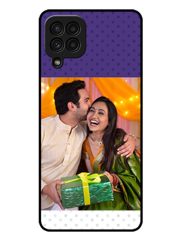 Custom Galaxy A22 4G Personalized Glass Phone Case  - Violet Pattern Design