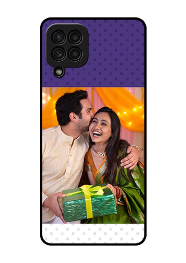 Galaxy A22 4G Personalized Glass Phone Case  - Violet Pattern Design