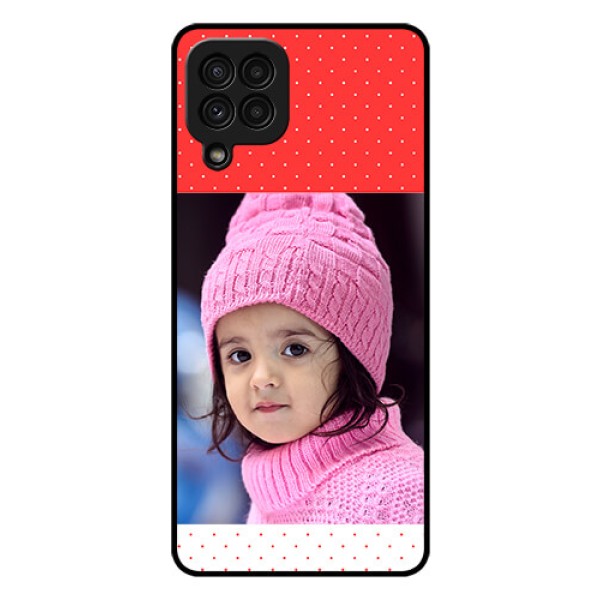 Galaxy A22 4G Photo Printing on Glass Case  - Red Pattern Design