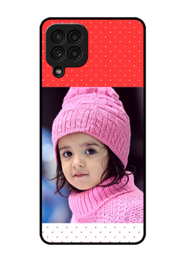 Galaxy A22 4G Photo Printing on Glass Case  - Red Pattern Design